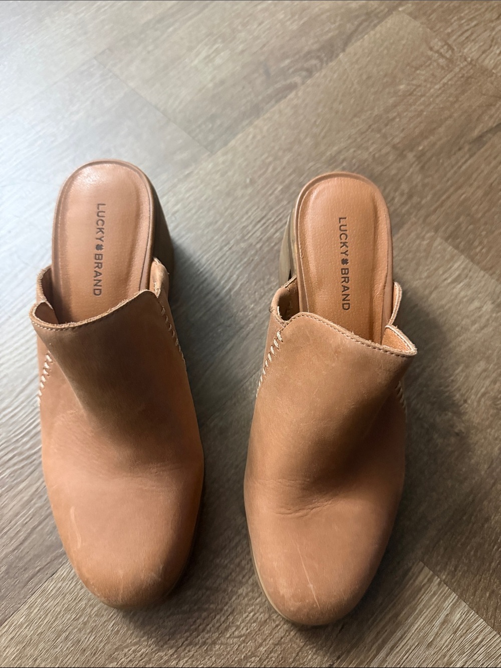 Lucky Brand Cognac Leather Mule Clogs 8.5 - Picture 3 of 7